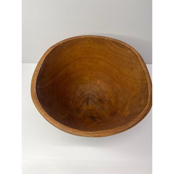 Large Winsome Teak Wood Salad Bowl Hand Painted - Picture 2 of 10